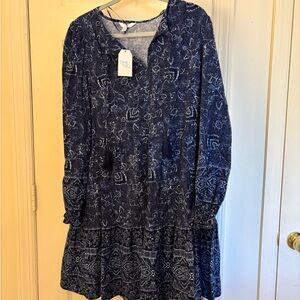 Time and Tru Blue Patterned Mini Dress